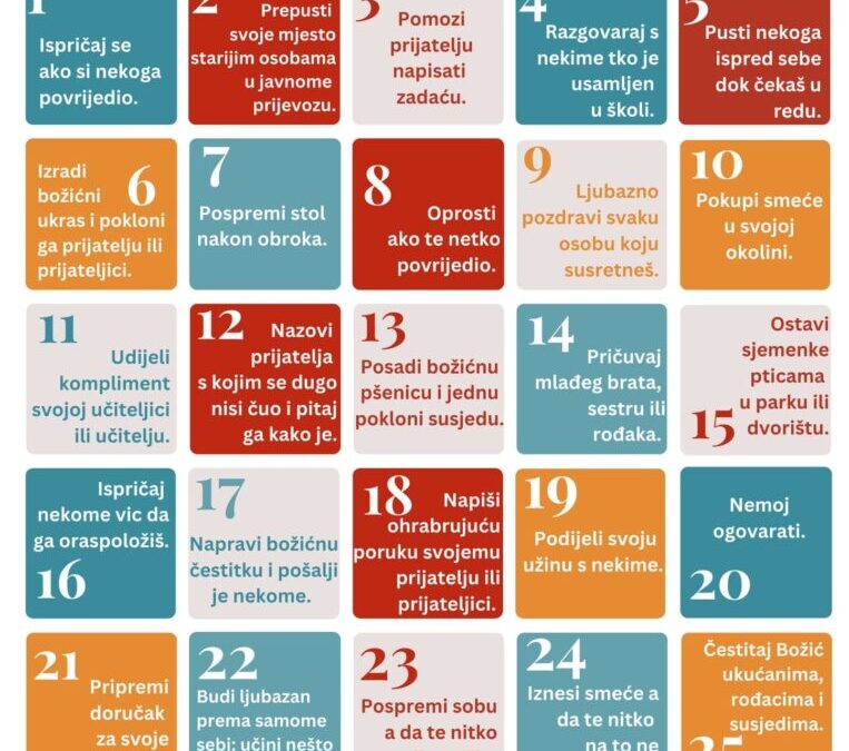 Adventski kalendar – budimo ljubazni jedni prema drugima!